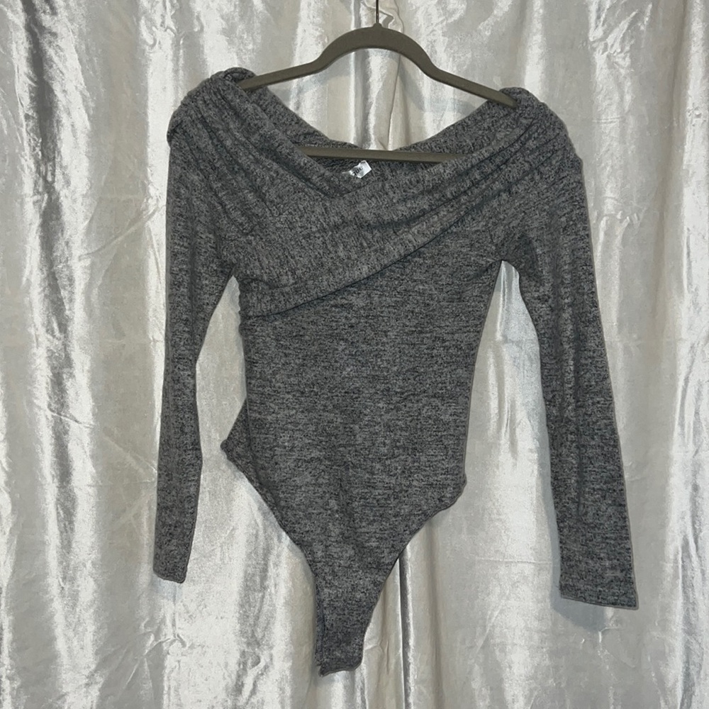 Grey fleece long sleeve bodysuit